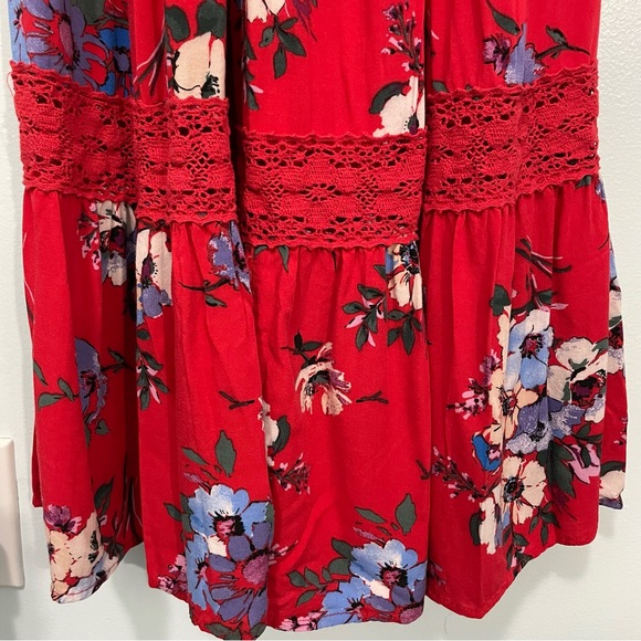 BAND OF GYPSIES Boho Red Floral Maxi Dress Size S - Picture 8 of 10